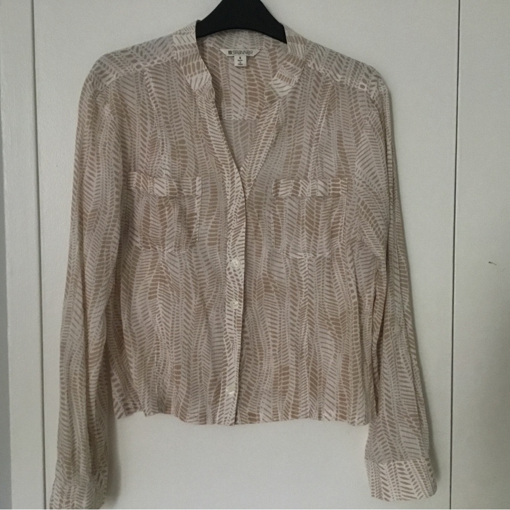 SPANNER Tan Ribbed Long Sleeve Button Down Shirt